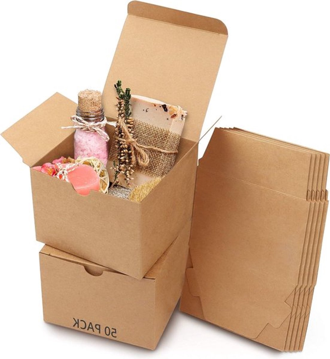 - Hobby Kado Dozen voor 50 stuks - Bruin - Geschenk Presentjes Doos - Doos Maat 12 x 12 x 9cm - Makkelijk in Elkaar te Zetten - Presentaties - Feestjes Verjaardagen Huwelijken Vakanties.