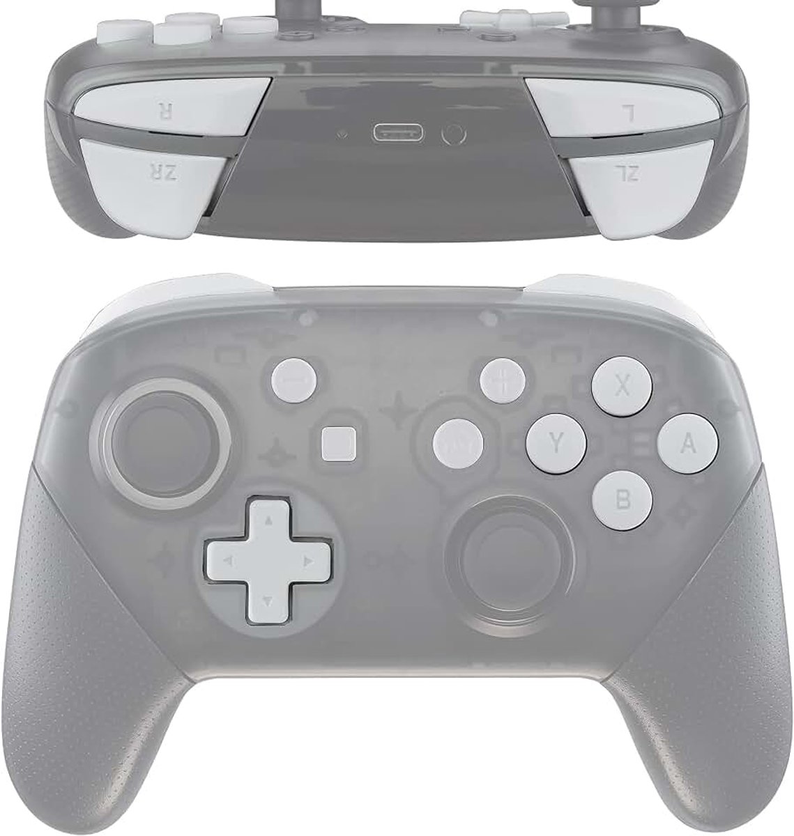 EXtremeRate Wit Reparatie ABXY D-pad ZR ZL L R Sleutels voor Switch Pro Controller, DIY Vervanging Volledige Set Knoppen met Gereedschap voor Switch Pro - Controller NIET Inbegrepen