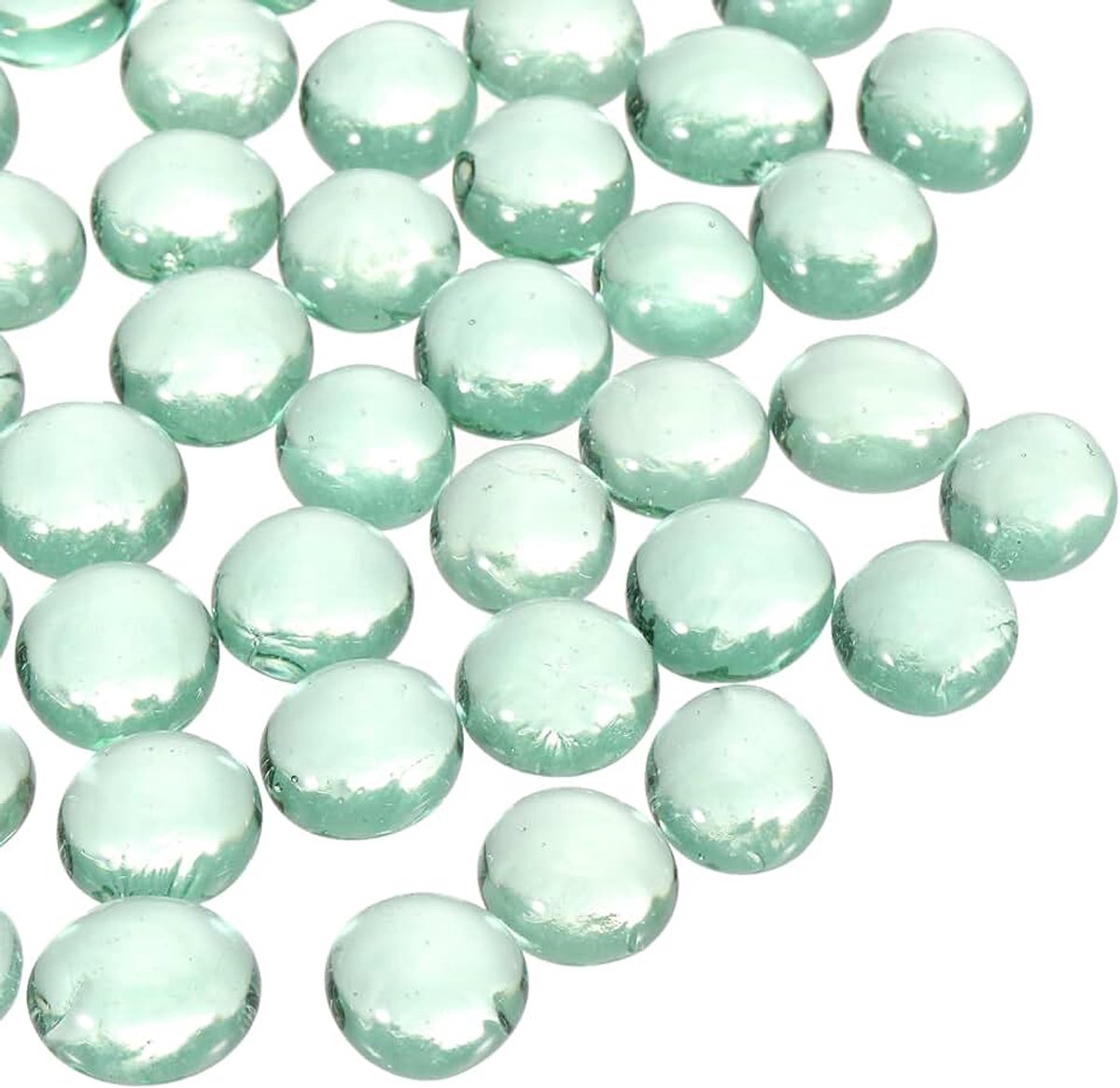 Glasparels, 20 stuks platte glazen edelstenen, groen, 1,5 kg (1,5 - 2,5 cm), glas, ks, kiezelstenen voor vazenvulling, aquarium, decoratie, doe-het-zelf handwerk