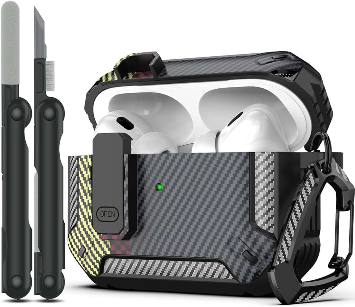 Hoesje voor AirPods Pro 2/1 (2023/2022/2019) met reinigingsset, nieuw ruimte-thema beschermhoesje van 2024, compatibel met MagSafe,Lila