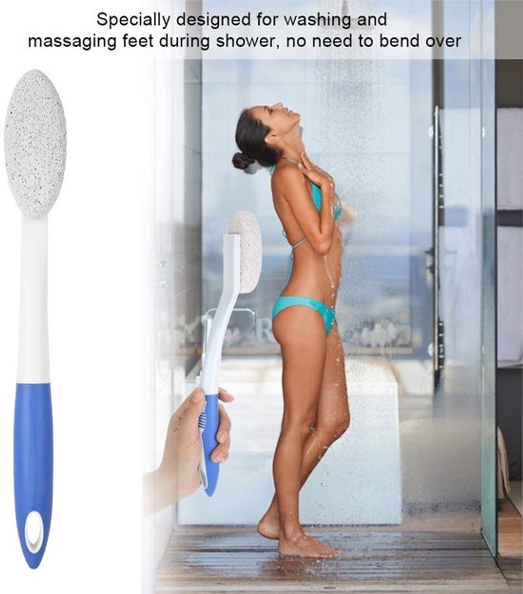 Voetborstel 35 cm - Puimsteen - Antislip Handgreep - Ergonomisch Ontwerp - Schimmelbestendig - Geschikt voor Ouderen - Voetmassageborstel