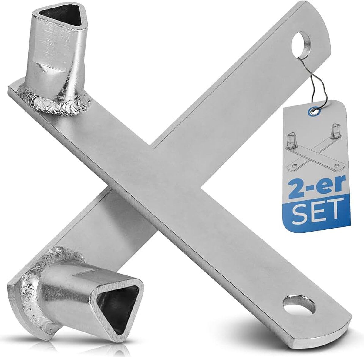 Diameter 19 mm, set van 2 - M12-2 x boldersleutel voor afsluitpalen - 3-kantige sleutel/brandweersleutel - DIN 22417 | boldersleutel - verzinkt metaal.