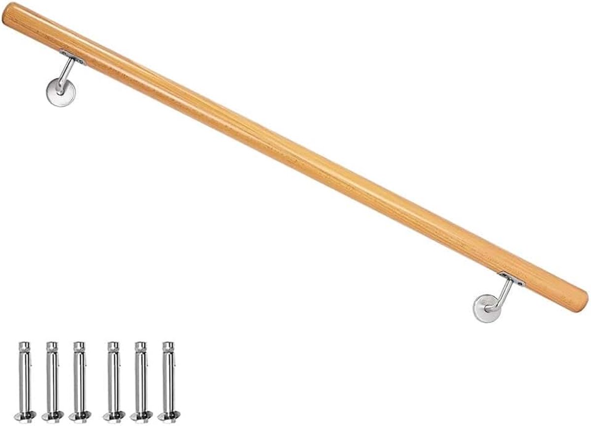 Leuning van beukenhout, 110 cm, voor trap, wandleuning, wandleuning, zijmontage