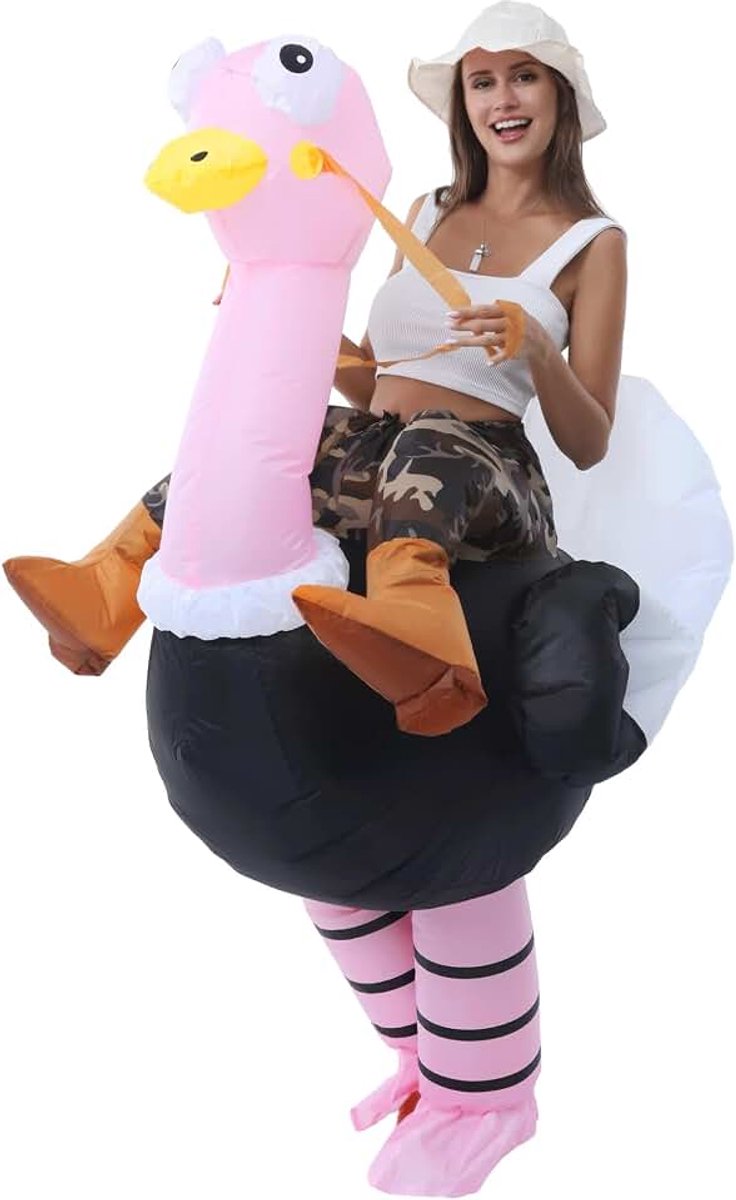 Struisvogelkostuum, grappig rijdende struisvogelkostuum, perfect voor Halloween, Kerstmis, carnaval, Mardi Gras, vrijgezellenfeesten, cosplay en themafeesten