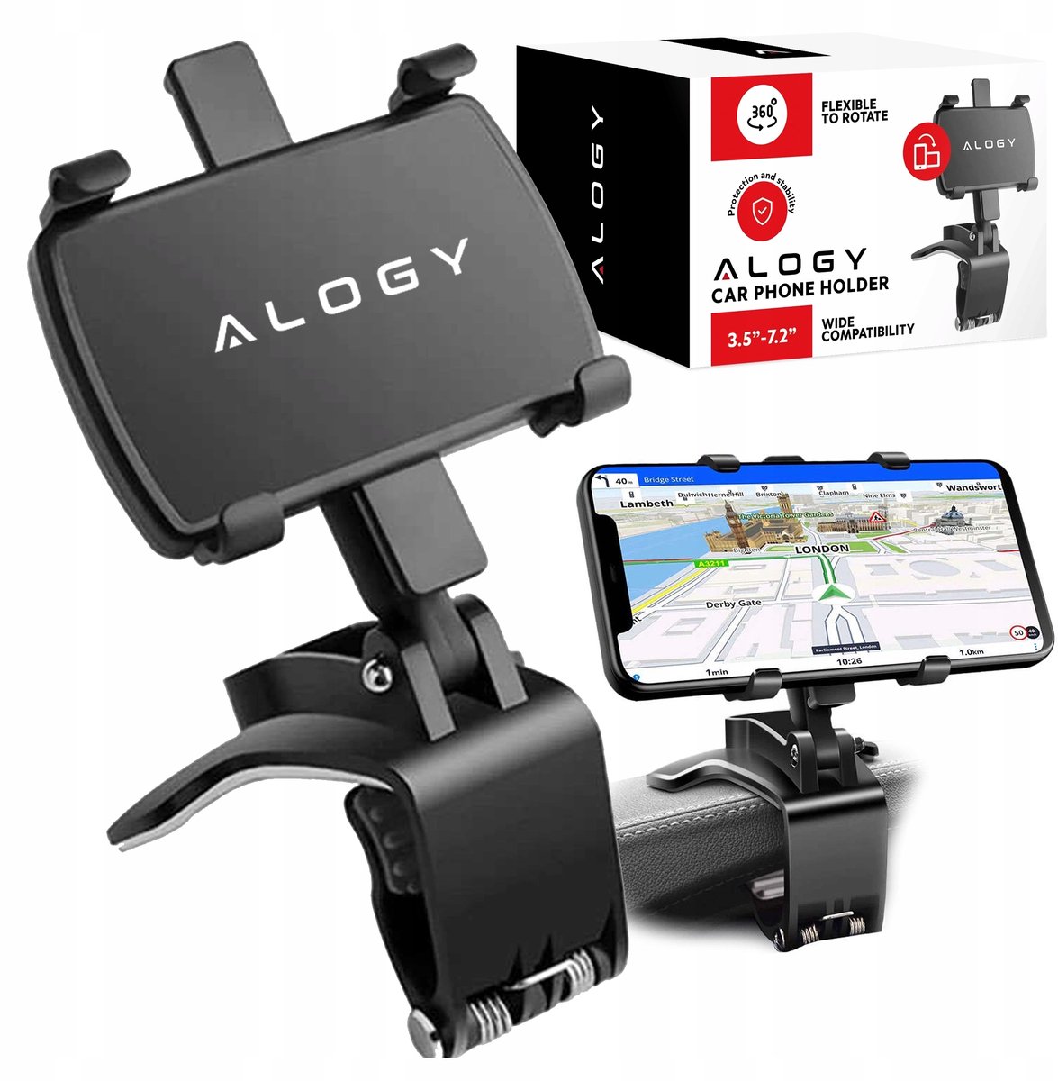 Alogy MirrorGrip™ Universele Autohouder voor Telefoon - Zwart