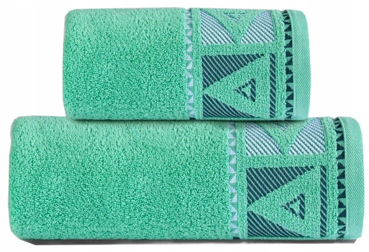 Greno Yolo Handdoek 50x90cm - Modern Groen Geometrisch