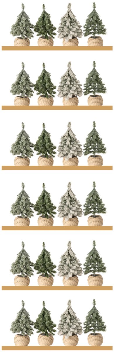 J-Line kerstboom in pot - polyethyleen - donkergroen/naturel - pallet van 6 x 24 stuks