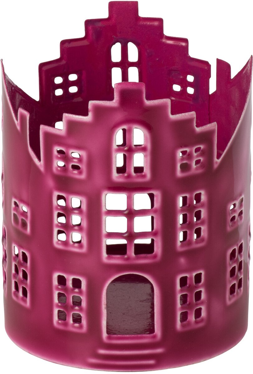 J-Line Huislantaarn - ijzer - fuchsia - set van 2