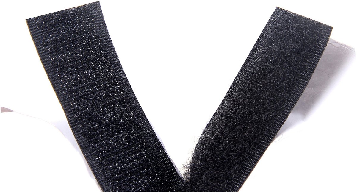 Klittenband Zelfklevend (25 m Haakband & 25 m Lusband), Extra Sterke Klittenbandsluiting, 50 mm Brede Haak & Lus Band, Achterkant Klevende, Zwart, TKB5031-black