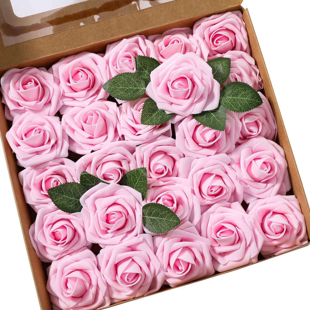 kunstbloemen, kunstrozen, boeket voor doe-het-zelf, feest, huis, bruiloft, decoratie (25 stuks, roze)