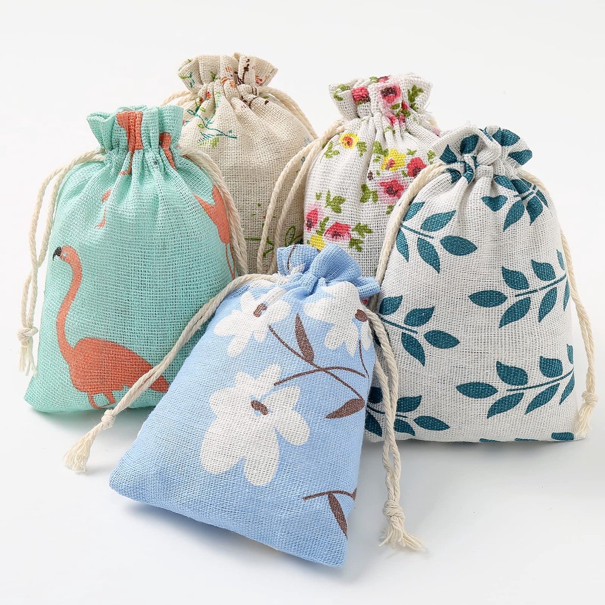 Jute Zakjes 25 Stuks - Natuurlijke Cadeauzakjes, Jute Zak (5 Type Zakjes-B)