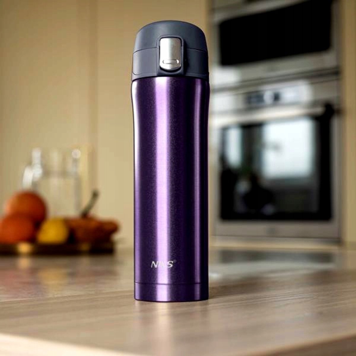 Nils NCB10 Thermosbeker 430ml - Dubbelwandig & Lekvrij - Paars
