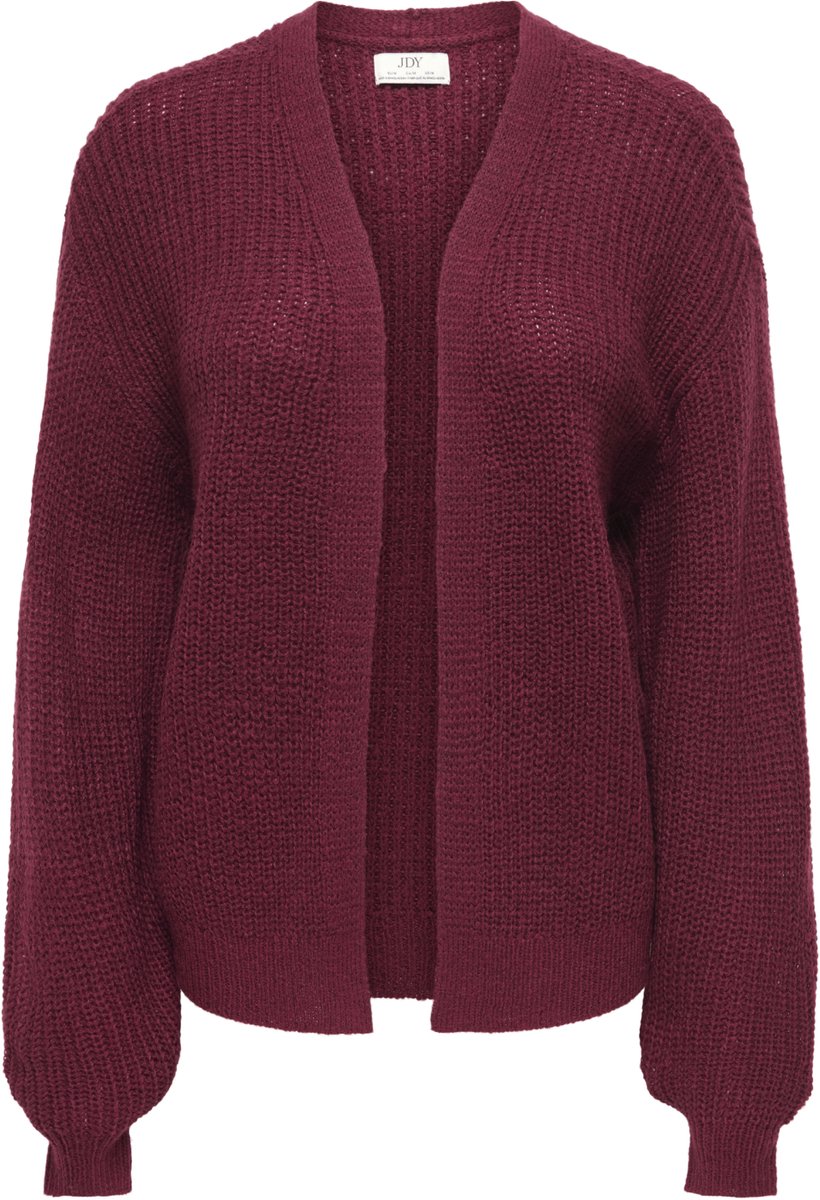 Jacqueline de Yong Vest Jdymegan L/s Open Cardigan Knt 15310547 Cabernet/w.black P Dames Maat - M