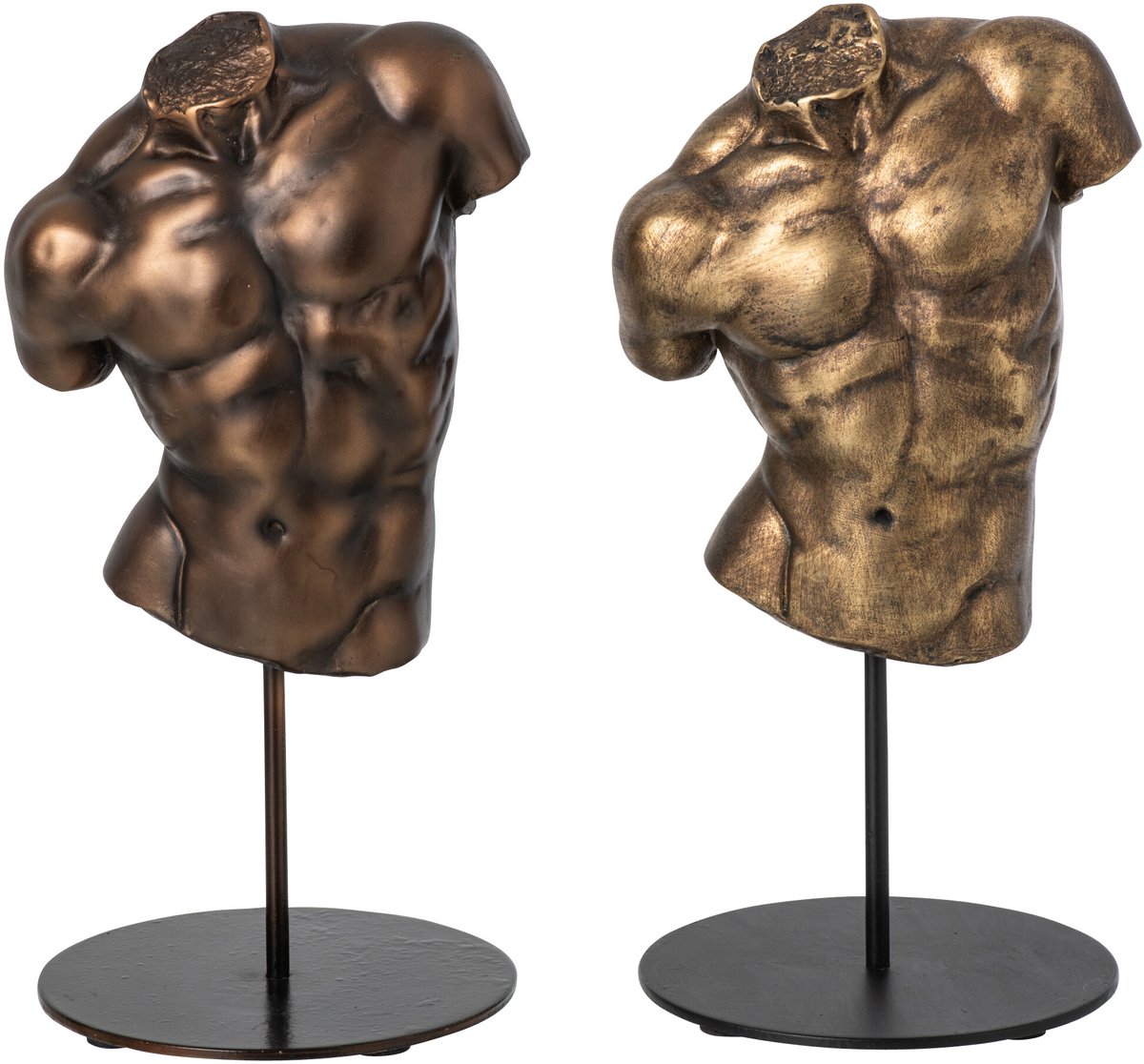 J-Line Mannenbuste - polyresin - brons/goud - assortiment van 2