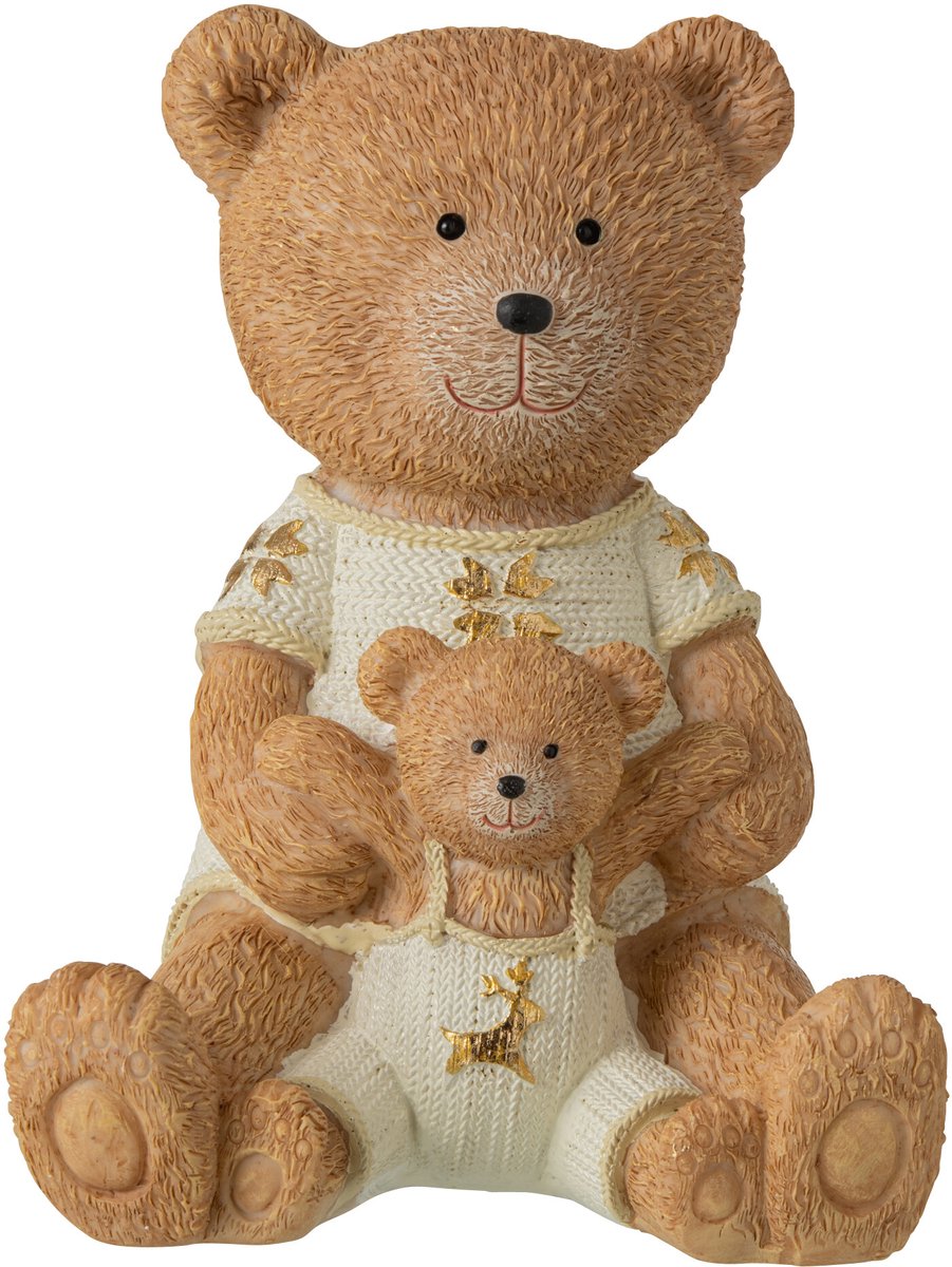 J-Line Spaarpot papa en berenjong - polyresin - camel