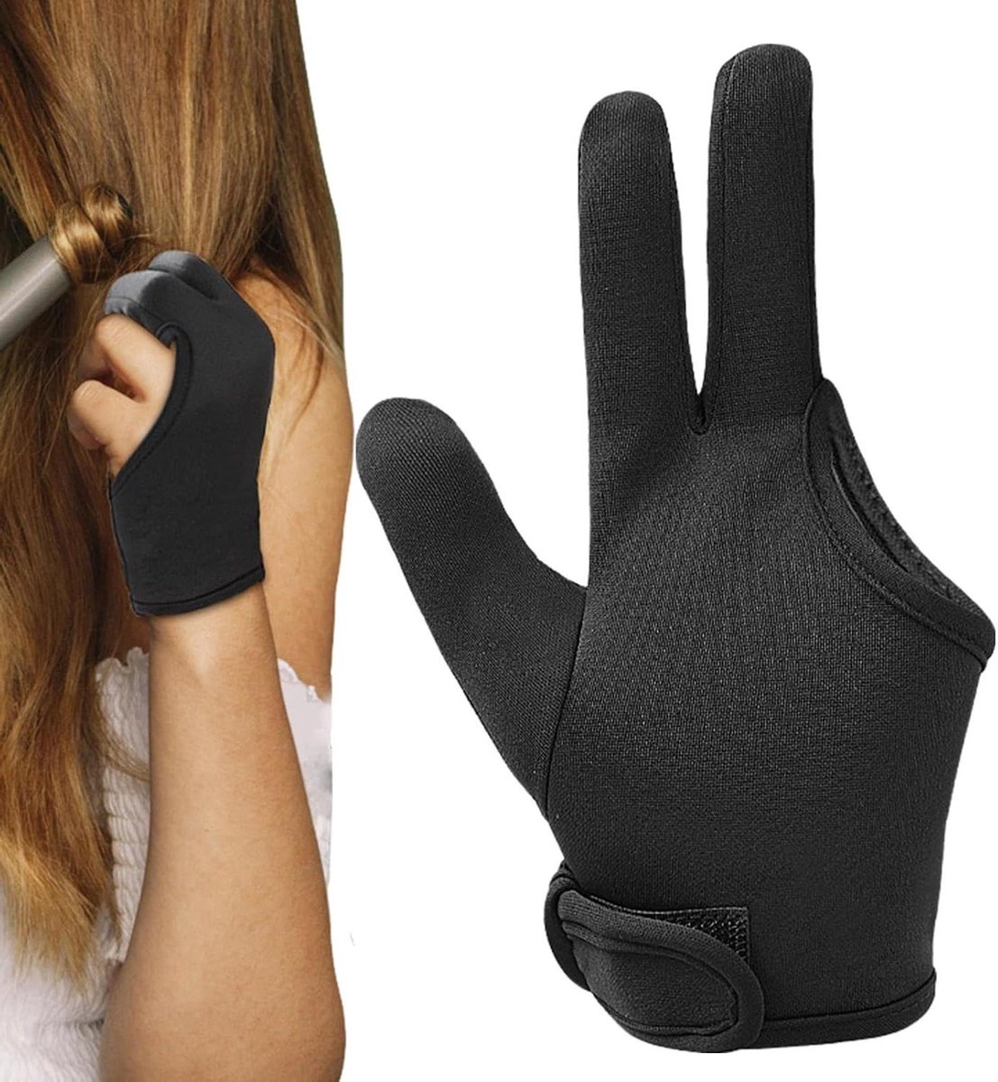 Krulhandschoenen - Hittebestendig - Haar Stijlen - Flexibele Pasvorm - 1 Maat - Zwart