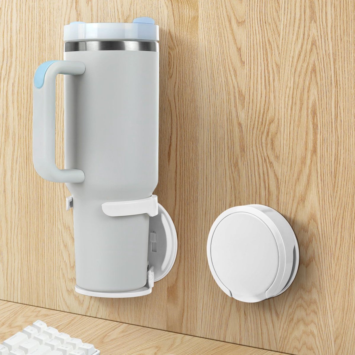 Flessenhouder - stabiele duurzame muurmontage ruimtebesparende opbergbox voor waterflessen wit 2 stuks voor drankjes koffie