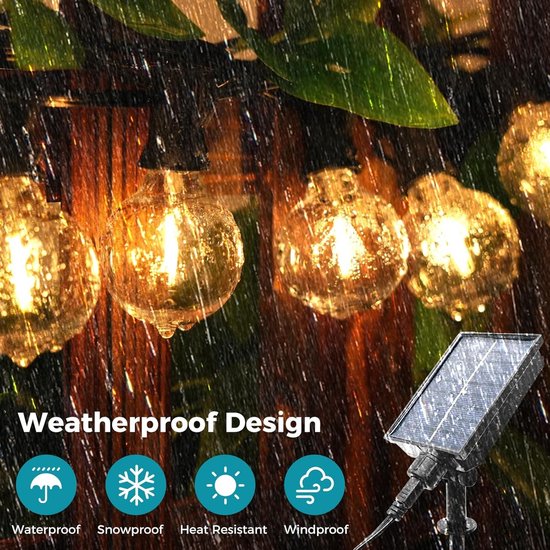 Solar-buitenverlichting (snoer), 9 meter (30ft) waterdichte terrasverlichting met afstandsbediening, 15 LED-lampjes, 8 lichtstanden, voor tuin en buiten van solar — afbeelding 4