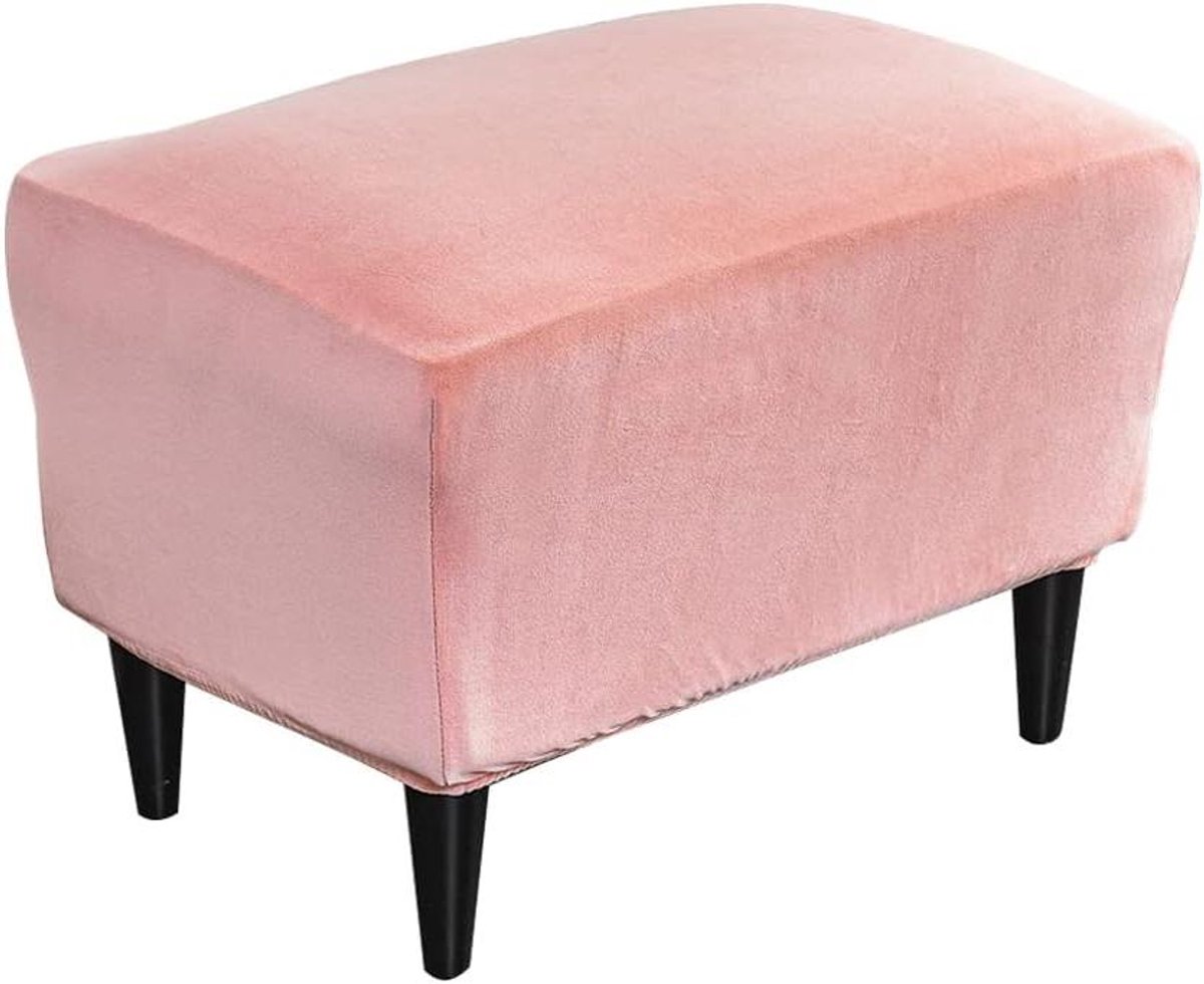 Poefhoes Beschermhoes - Voetenbank slipcover - Meubels Vernieuwen - Hoge Stretch Stof - 60-80cm - Roze