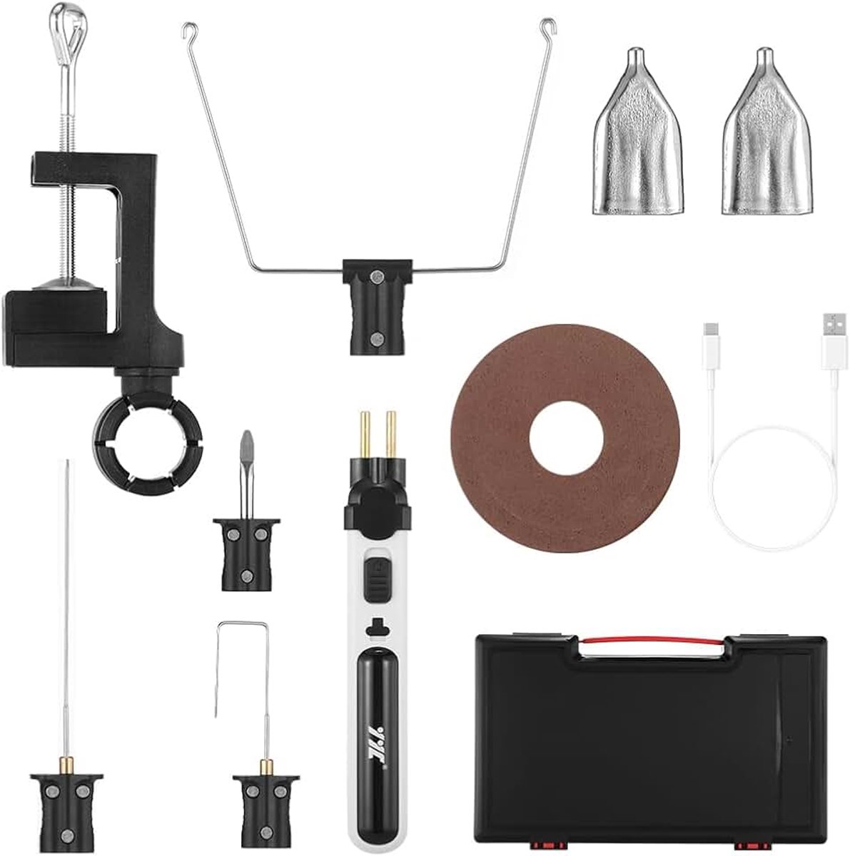 Piepschuimsnijder, accu, warmdraadsnijder, elektrisch, 5 seconden, snelle opwarming, max. 550 ℃, led-voorlamp, 2,0 Ah, kunststof doos