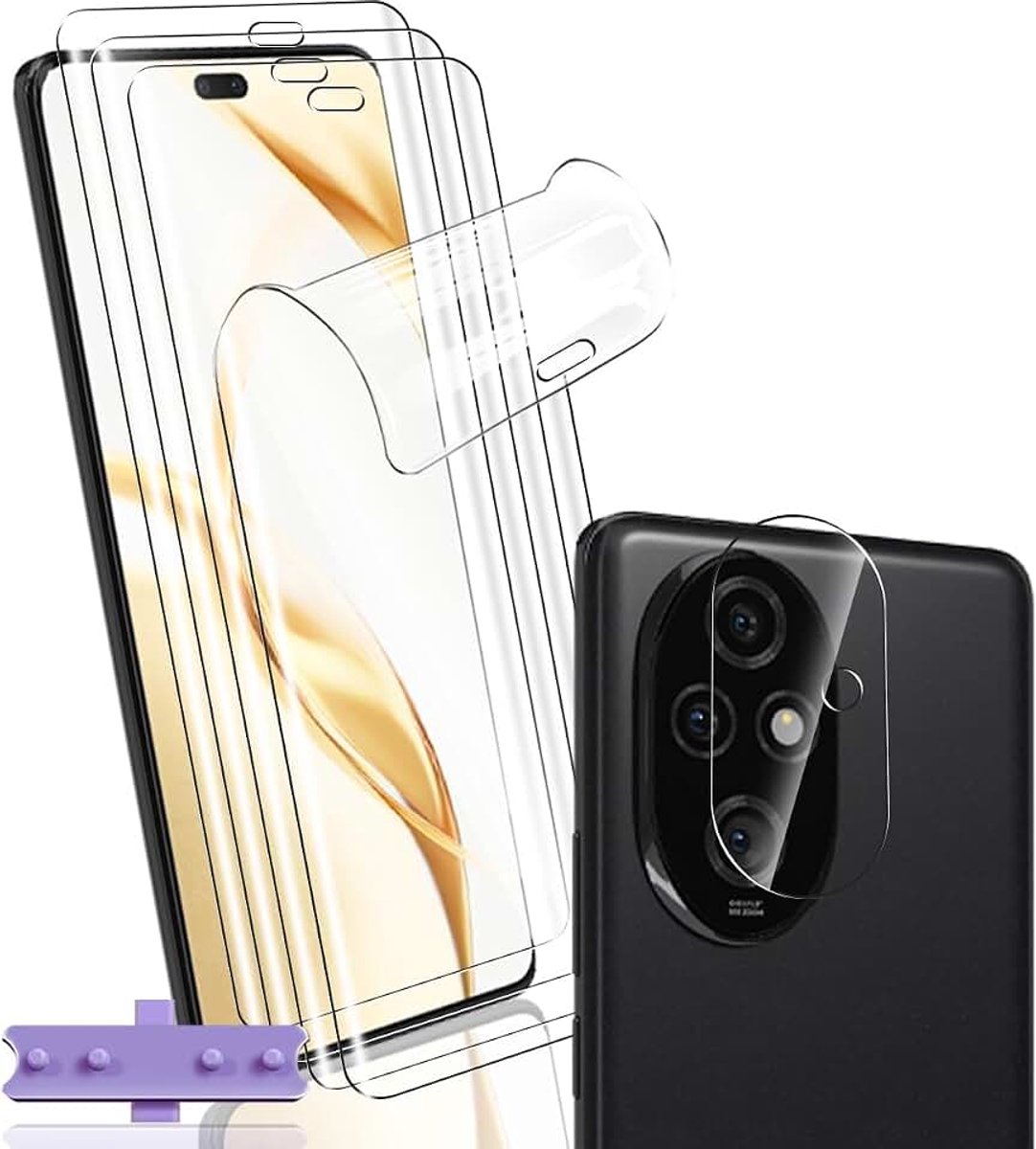 Beschermfolie voor Honor 200 Pro, 4 + 1 stuks, flexibele TPU-folie met Honor 200 Pro, camerabescherming, pantserbescherming, glas, luchtbelvrij, zacht, anti-kras, HD TPU voor pantserglas voor
