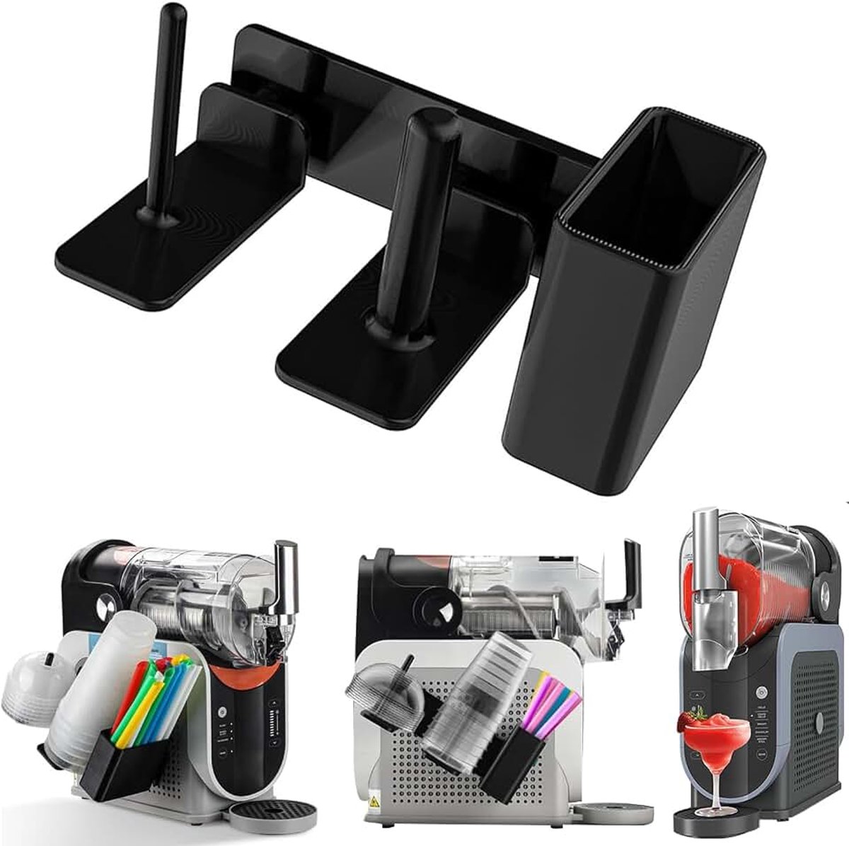 Bekerorganizer voor Ninja SLUSHi ijsdrankmachine, 3-in-1 zijhouder voor bekers, deksels en rietjes, accessoires voor Ninja Slushie Machine FS301EU