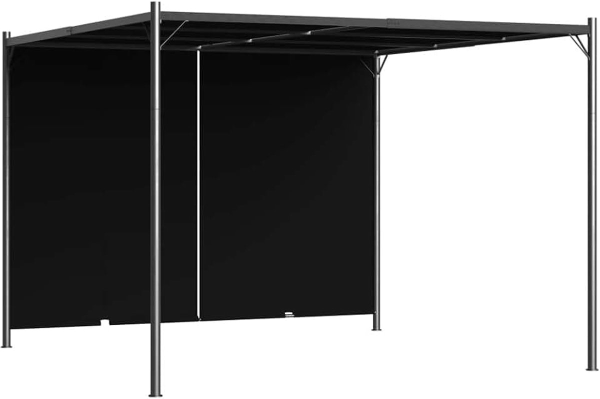 Tuinpergola met inschuifbaar dak bloembak tuinboog tuinpergola paviljoen 3x3 m antraciet