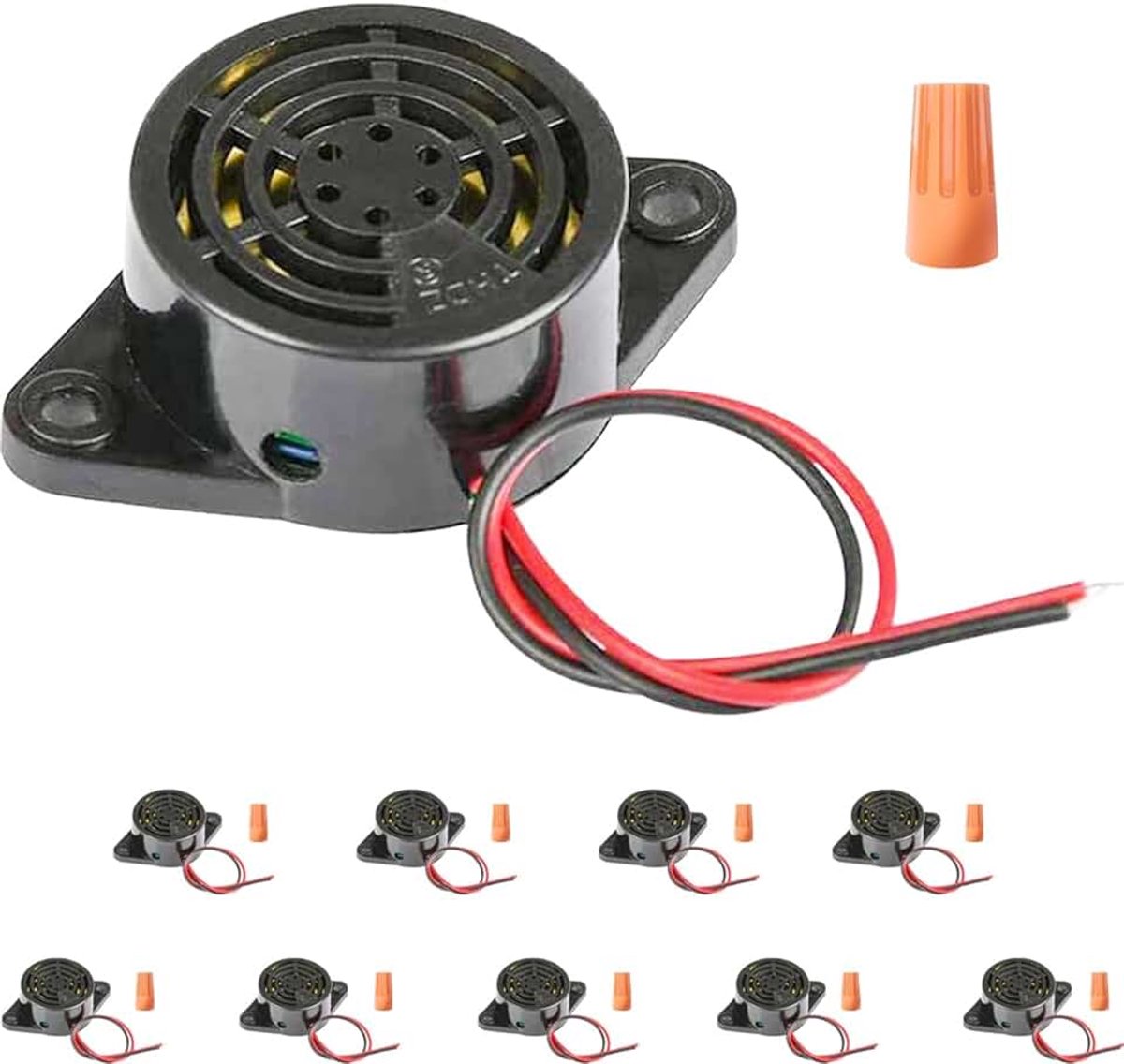 Summer DC3-24V piëzo-zoemer alarmgever 85dB continu geluid actief zoemeralarm met draadleidingen lengte 100 mm met veerschroefaansluiting (10 stuks)