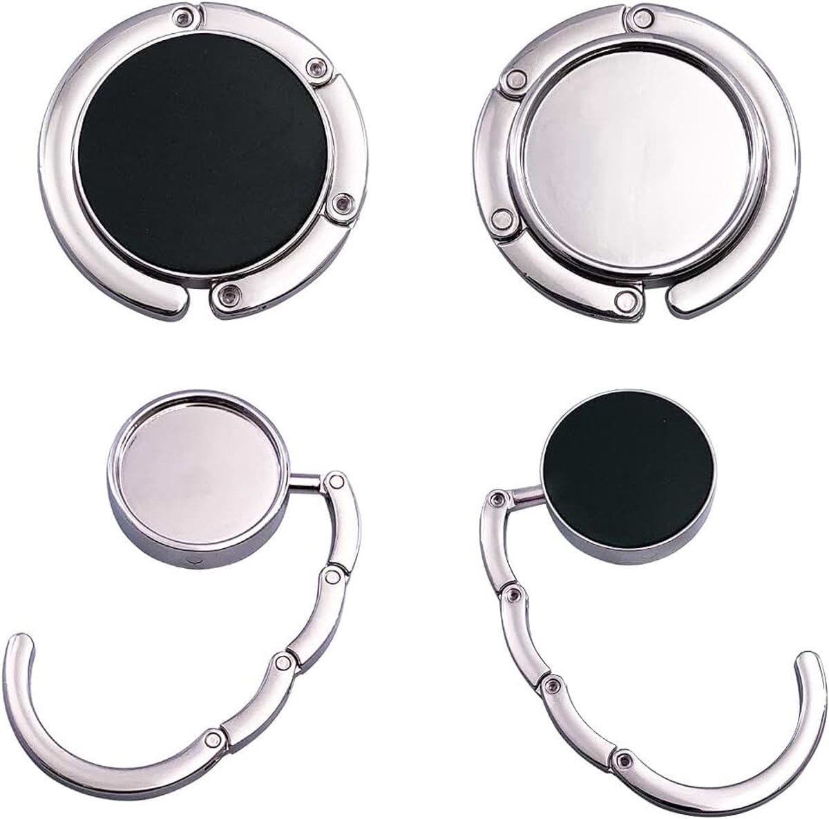 4 stuks tafelkapstokhaken, haken voor opvouwbare tassen, kledinghaken, tassenhouder voor op tafel, draagbaar, metaal, zwart/grijs