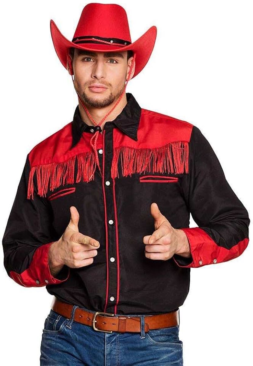 - Zwart cowboyhemd met franjes | Herenoverhemd voor westernkostuums, themafeesten en carnaval