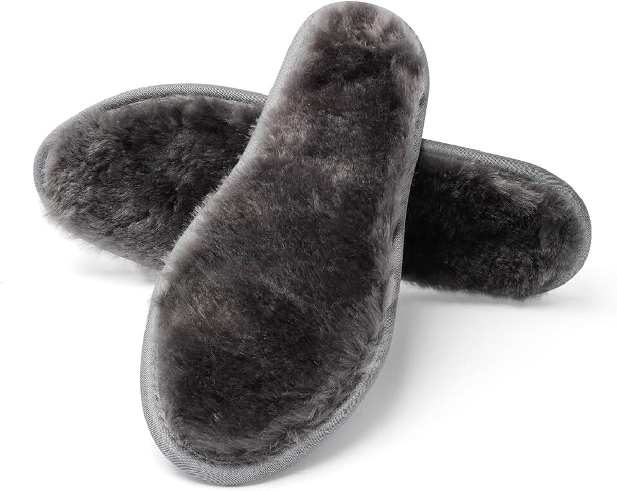 Lamsvachtinlegzolen, warme inlegzolen voor dames en heren, schapenvacht inlegzolen, winter, lamswol, comfortabele inlegzolen tegen kou, vocht, lamswol, warmtezolen voor schoenen, grijs, 39 EU