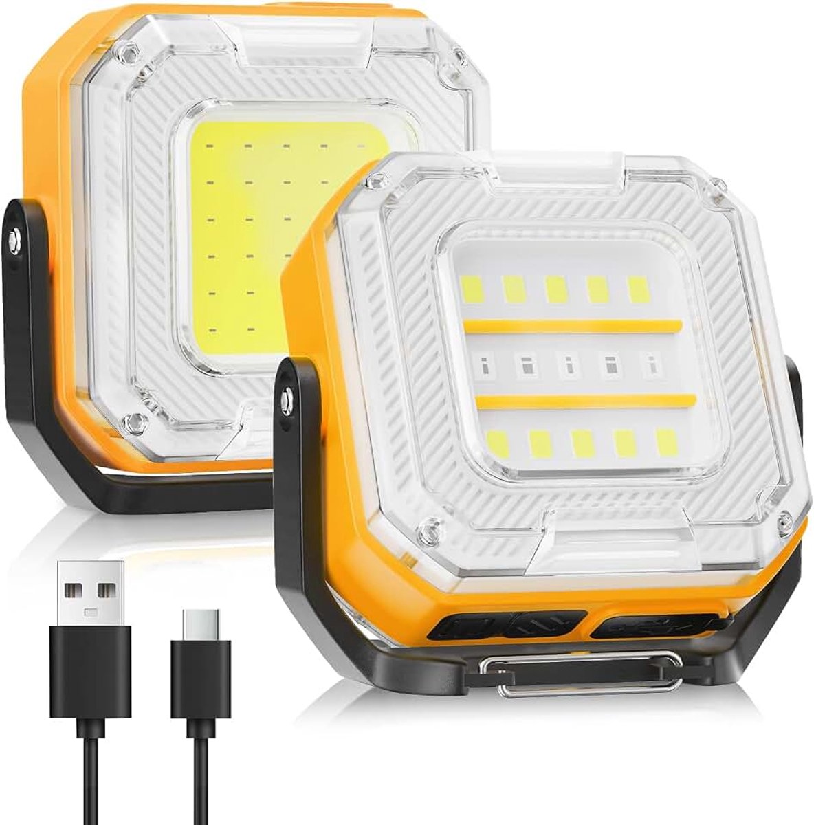 Led-werklamp, superheldere werkplaatslamp, acculamp, dubbelzijdige verlichting, zaklamp, inspectielamp met magneet, voor werkplaats, camping, barbecue, wandelen (1 stuks)