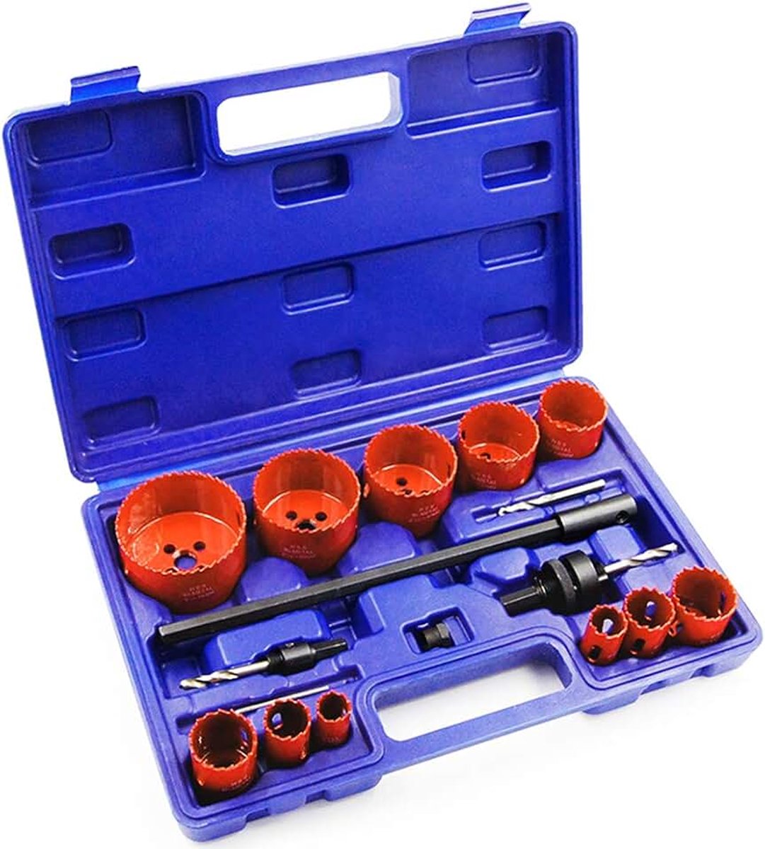 17-delige universele 19mm tot 76mm gatzaagset, voor het snel zagen van schone, gladde en precieze gaten in hout (19.22.25.29.35.38.44.61.57.64.76mm)