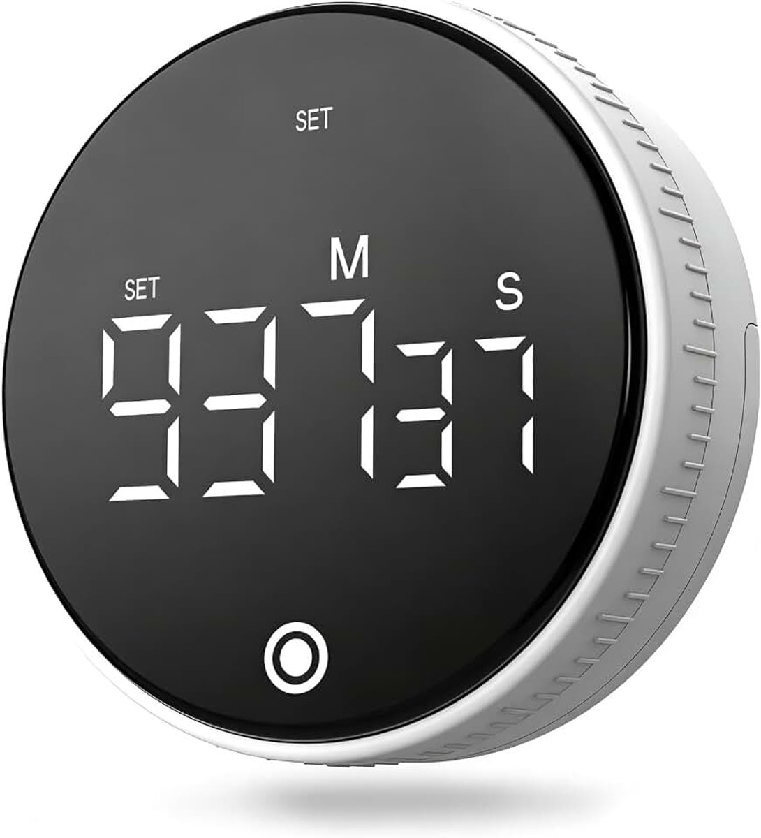 Keukenwekker met alarm, groot led-display, 3 volumeniveaus, countdown en countup visuele timer, voor klaslokaal koken, fitness, bakken, studeren en lesgeven (wit)