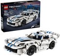 LEGO Technic Dodge Viper GTS-R sportauto met witte body en blauwe strepen, met de doos.