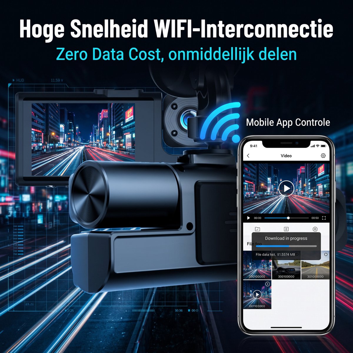Fokelyi Dashcam Voor Auto - 1080P Drie Camera's Met Zuignap thumbnail 5