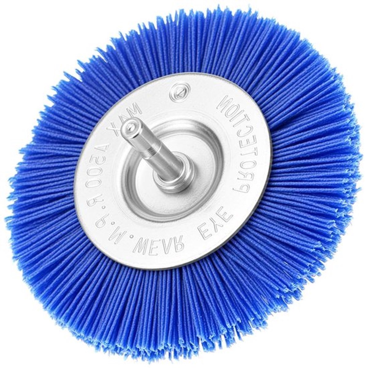 Nylon schijfborstel 100 mm - korrelig 180 - zeskantschacht 1/4" - efficiënt polijsten en schuren - duurzaam materiaal - professionele kwaliteit.