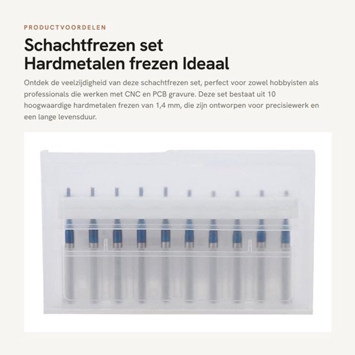 Schachtfrezen Set - 10 Stuks Hardmetalen Frezen - CNC Gravure Gereedschap - 1,4 mm - Topkwaliteit - Betrouwbare Service - Freesgereedschap