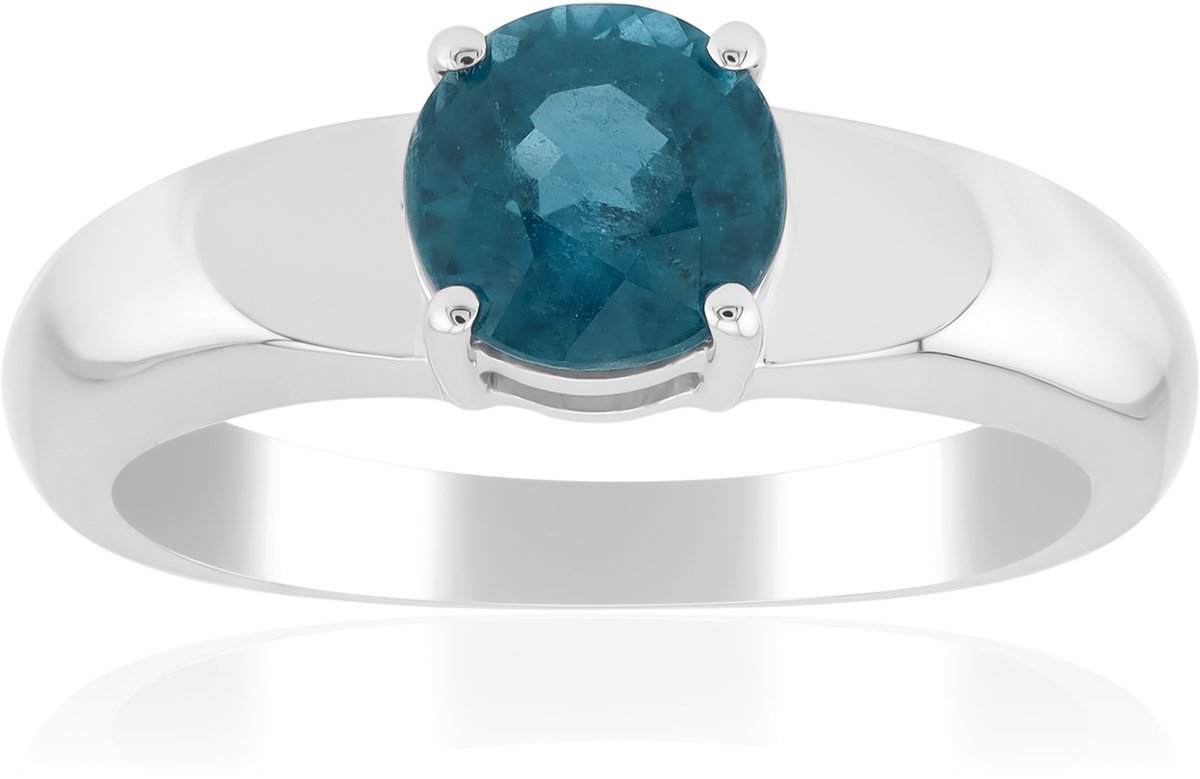 Cavill - Elegante Zilveren Ring 925 Sterling - Groene Kyaniet 0,935 ct - Ronde Slijpvorm - Gerhodineerd - Handgemaakt - Modieuze Damesring
