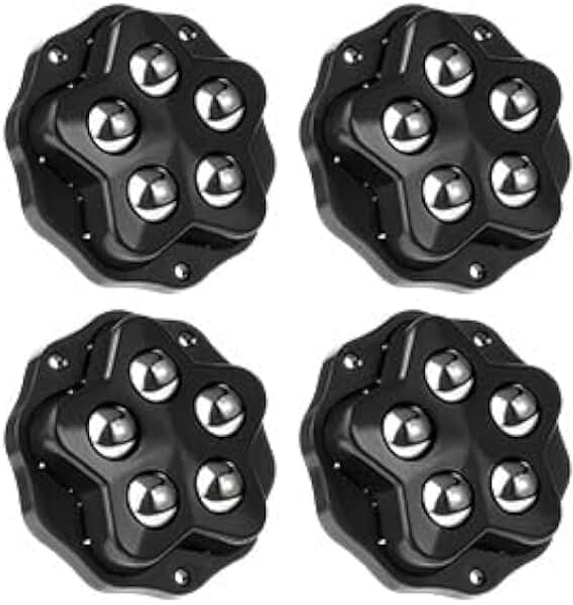 8 stuks kogelwielen, zware belasting, zelfklevend, meubelwielen, plat, 360 graden draaibaar, met rem, zwarte meubelwielen voor meubels, 5 stalen ballen per rol voor bank, tafel, kast, opbergdoos