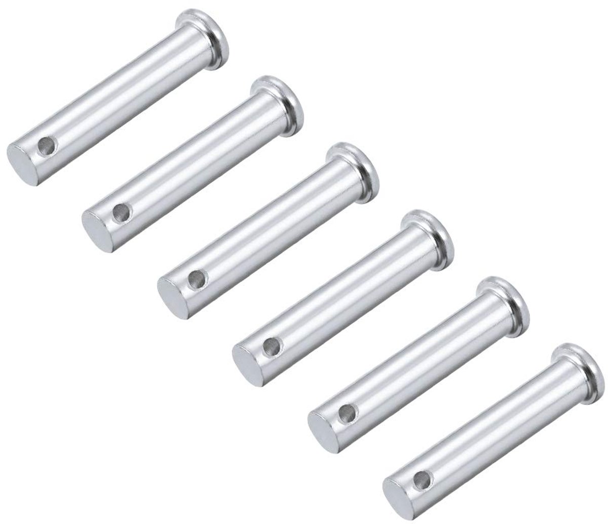 Sourcing map Enkel gat voor balken, 10 mm x 50 mm, platte kop, verzinkt, robuust, staal, scharnier, 6 stuks