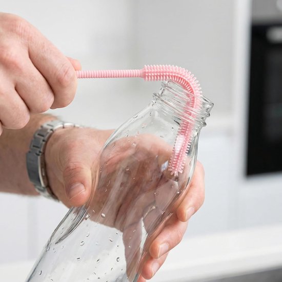 2 stuks siliconen flessenborstels voor flessen en rietjes, ideaal voor drinkflessen, herbruikbaar, geschikt voor glazen of metalen rietjes, smoothies en bekers, met een diameter van 6 mm9 mm — afbeelding 3