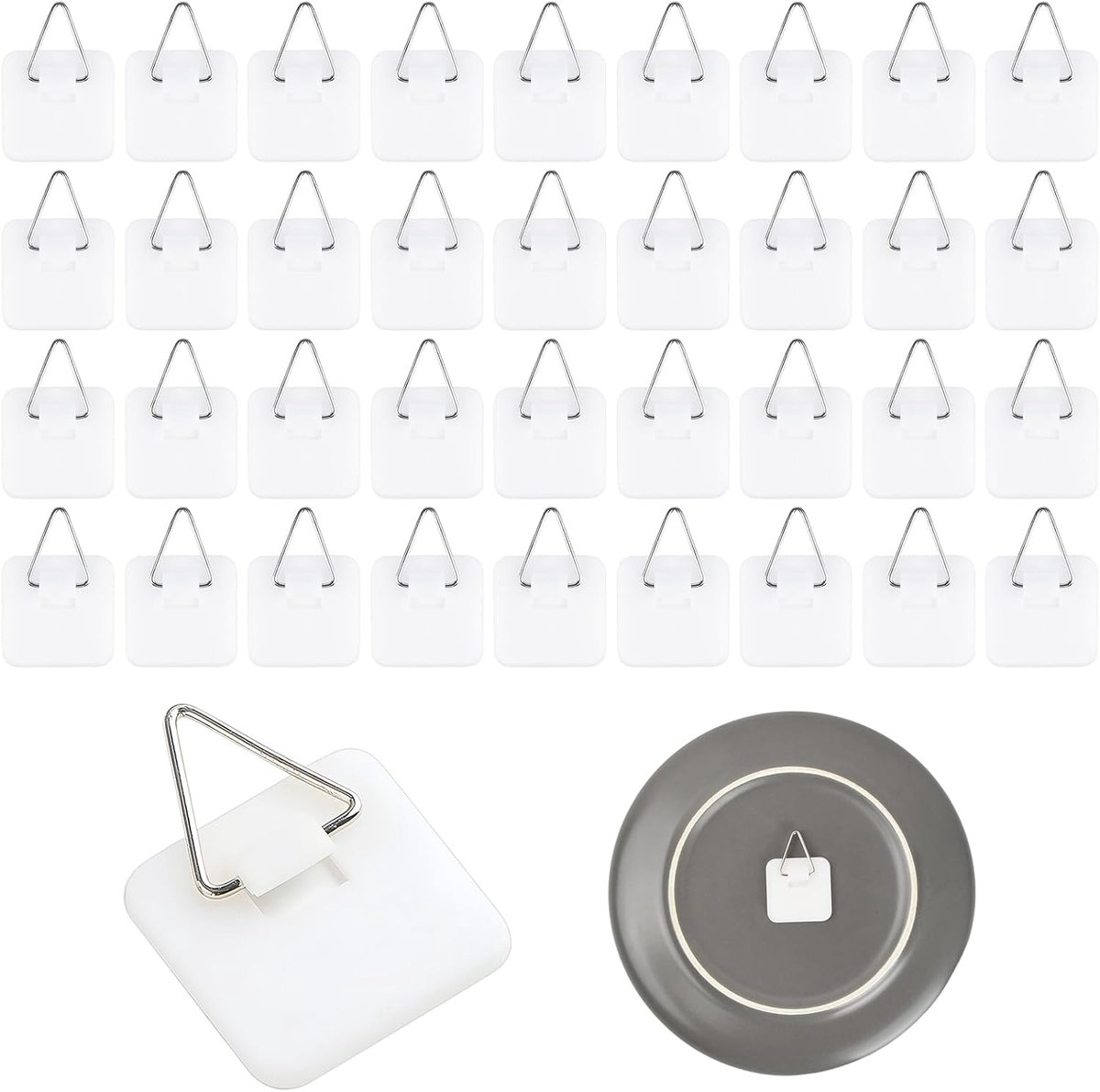36 stuks zelfklevende fotohaken voor foto's, sterke fotohaken om te plakken zonder boren, driehoekige wandhangers voor fotolijst en decoratie, 3,2 x 3,2 cm, 1 kg draagkracht