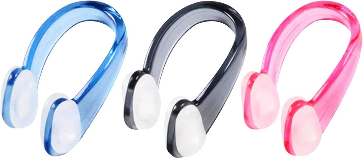 Neusklemmen, antislip neusklem, siliconen neusclip voor volwassenen en kinderen, uniseks, beginners, professionele zwemmers (zwart & blauw en roze)