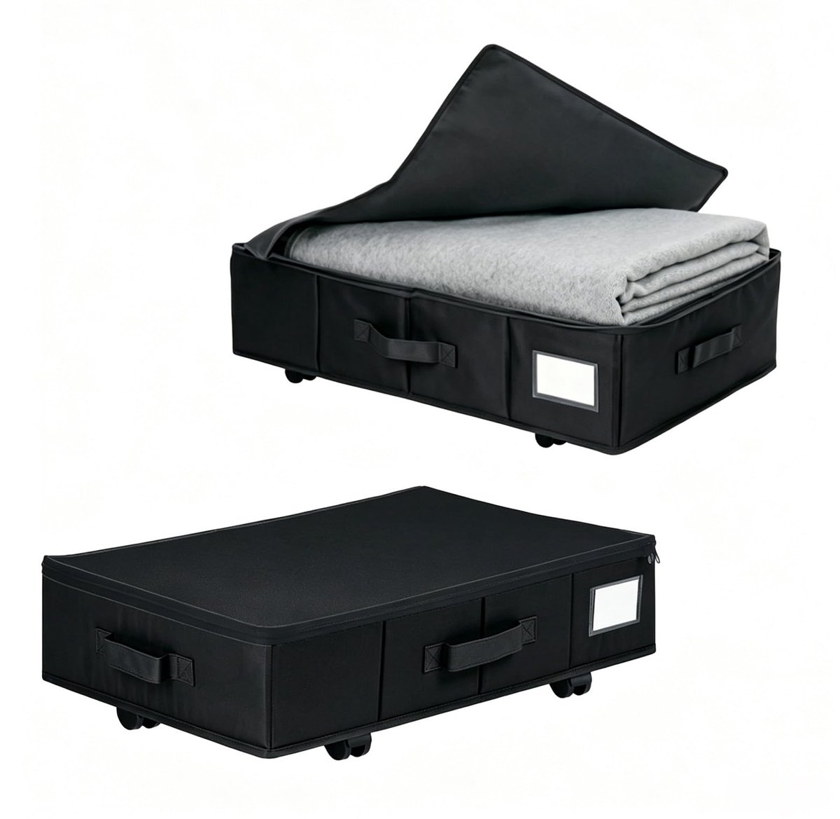 Onderbedcommode met wieltjes - grote opvouwbare opbergdoos - zwart - handige opslag onder bed - SnelShoppen