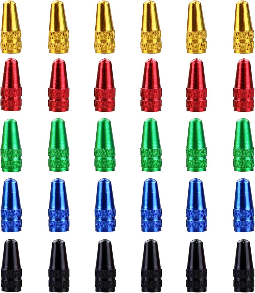 Fiets Presta ventieldoppen 30 stuks - geanodiseerd aluminium - meerkleurig - perfect voor MTB en racefiets - SnelShoppen