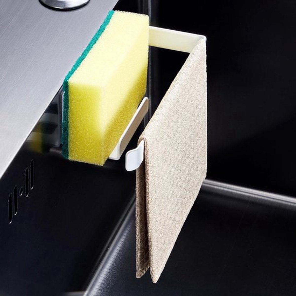 Zelfklevende Houder voor Spons en Keukenhanddoek, Rvs Afwasdoek Organizer, Praktische Caddy voor Keukenaccessoires en Afwasbenodigdheden