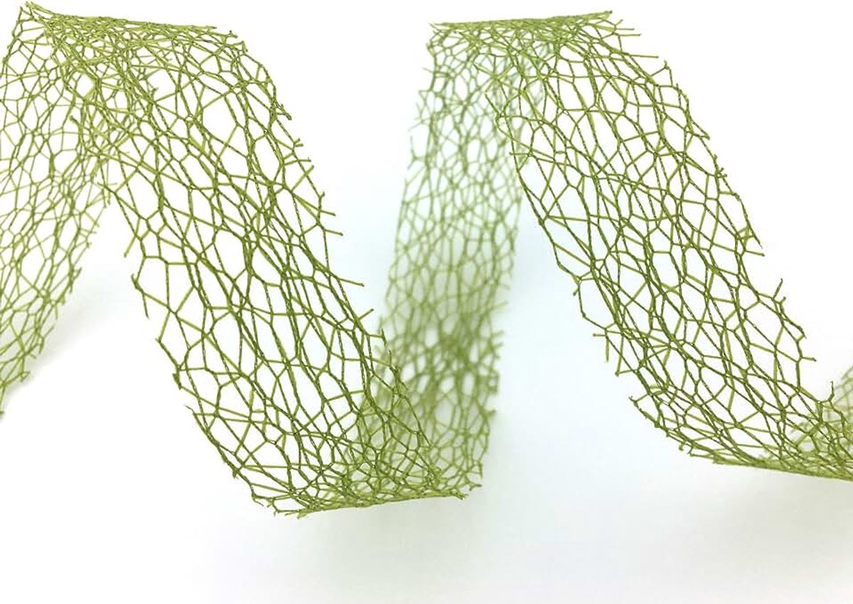 20 m x 25 mm netlint LEA groen grasgroen olijf (25) bloemenlint cadeaulint decoratief raster decoratief bloemenlint om te knutselen decoreren zonder draad