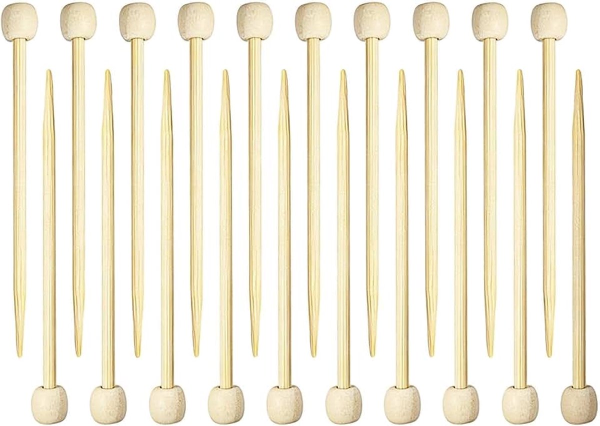 Letsinstyle 20 stuks bamboe breinaalden, 2,7 x 0,2 cm enkelpuntige haakmarkeringspinnen, mini-pinnen, rechte houten naalden voor beginners, doe-het-zelf ambachtelijke breien haakbenodigdheden