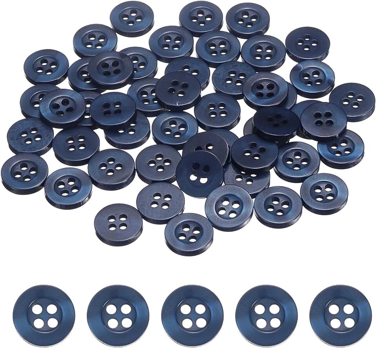 Knopen 11,5 mm (0,45 inch) 4 gaten hars ronde ambachtelijke vervangingsknoppen voor kleding doe-het-zelf handwerk decoratie, marineblauw